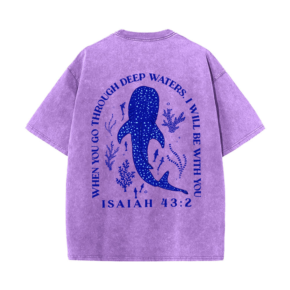 Christianartworkshop I Will Be With You Double Sided Unisex Washed T-shirt - Purple - 5XL - image 15