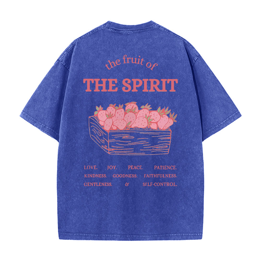 Christianartworkshop Fruit Of The Spirit Unisex Washed T-Shirt - Blue - 5XL - image 4