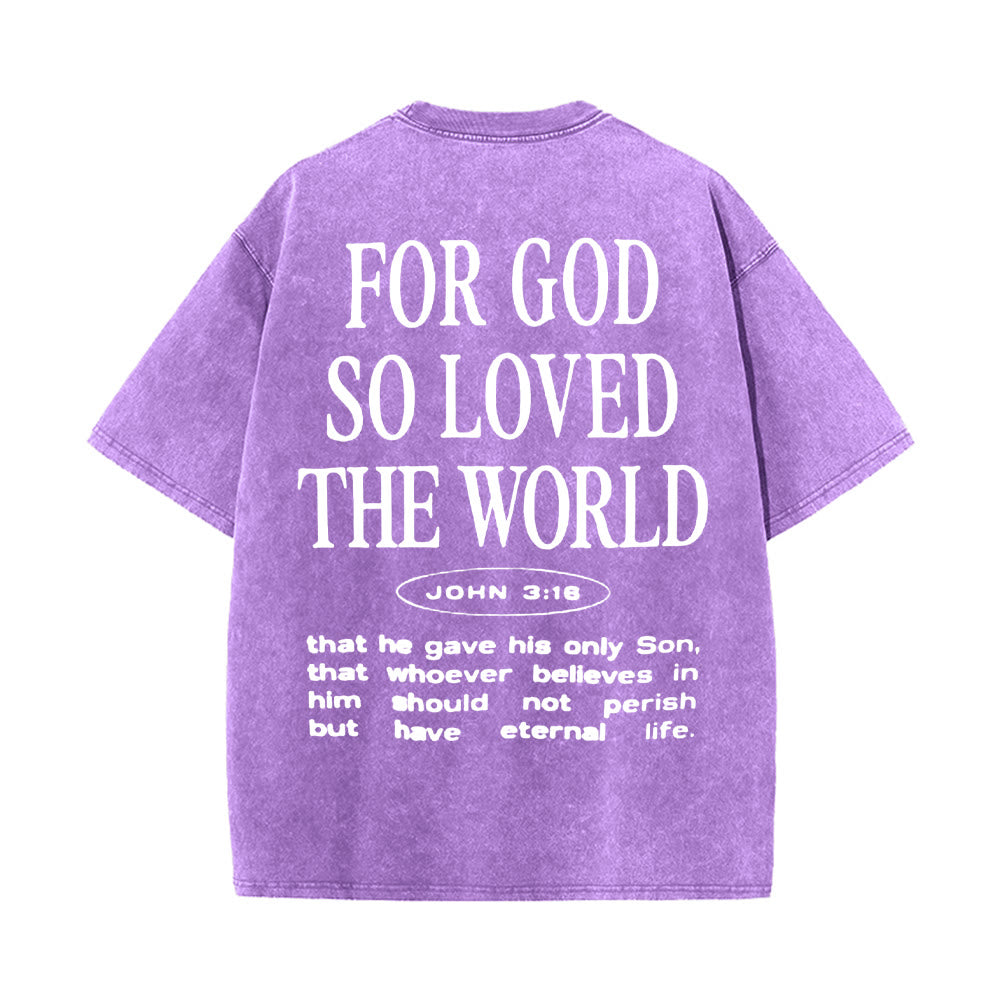 Christianartworkshop "For God So Loved the World" Unisex Washed T-Shirt - Purple - 5XL - image 16