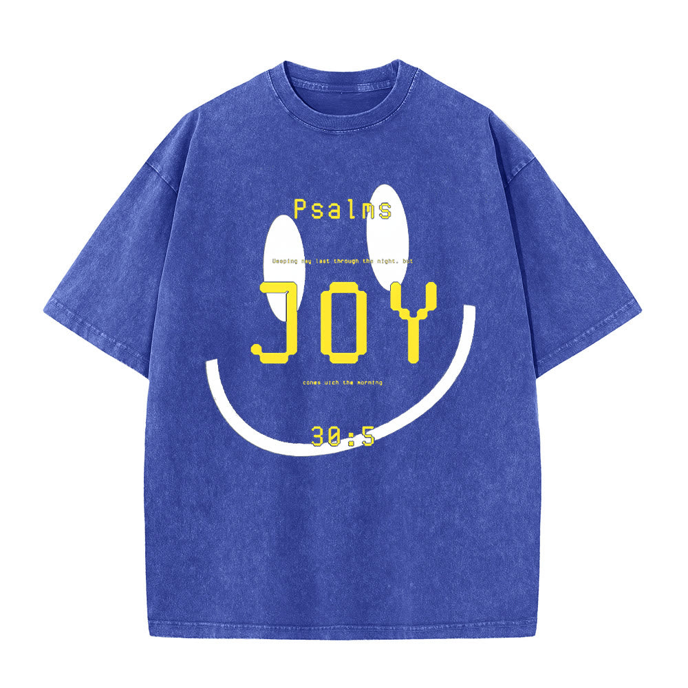 Christianartworkshop Joy Psalm 30:5 Unisex Washed T-Shirt - Blue - 5XL - image 3