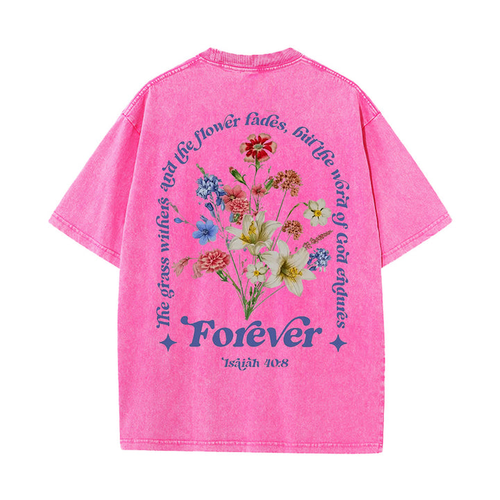 Christianartworkshop Eternal Word of God Unisex Washed T-Shirt - Pink - 5XL - image 2