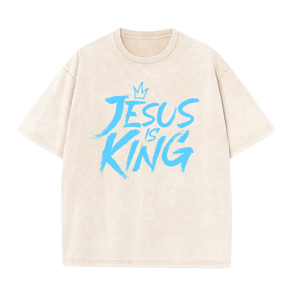 Christianartworkshop Jesus Is King Unisex Washed T-Shirt - Apricot - 5XL - image 3