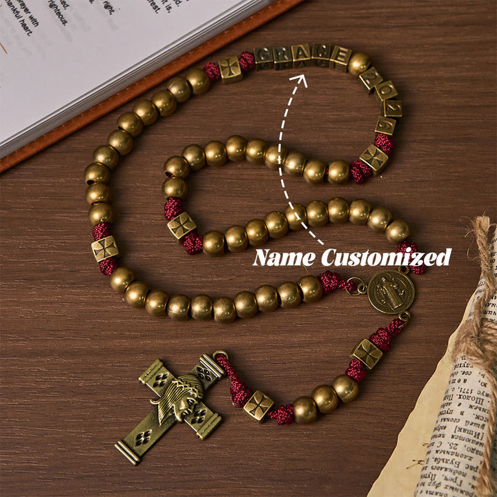 Christianartworkshop Grace & Year Bronze Red St. Benedict Rosary: 2026 Commemorative Beads with Custom Initials - Name Customized(All in capitals) - image 10