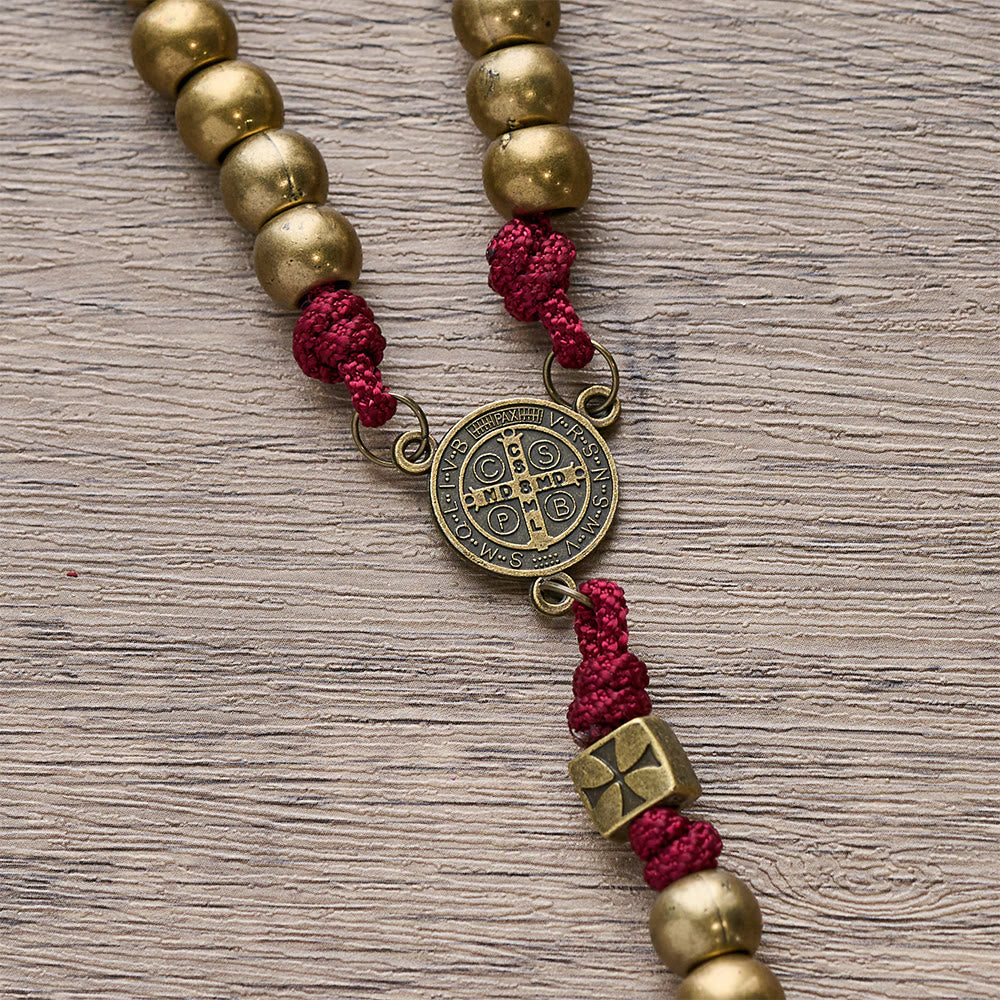 Christianartworkshop Grace & Year Bronze Red St. Benedict Rosary: 2026 Commemorative Beads with Custom Initials - image 11