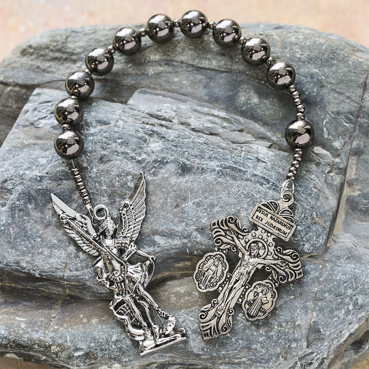 Christianartworkshop The Four Protect Battle Beads Pocket Rosary Series in 4 Warrior Finishes - Gunmetal - image 24