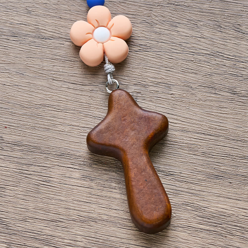 Christianartworkshop Kids Rosary with Soft Silicone Flowers: Fun Flower Design with Red Yellow Blue Palette - image 8