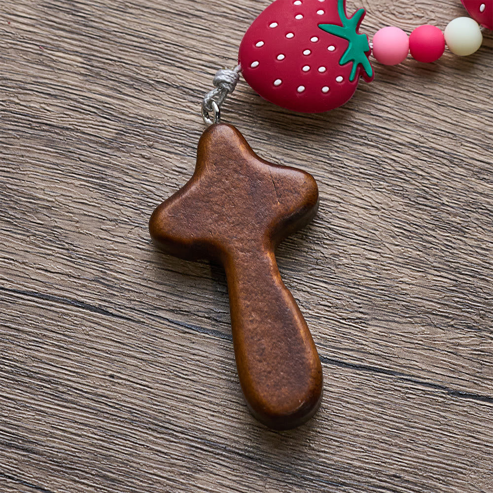 Christianartworkshop Strawberry Sweet Kids Rosary: Soft Berries & Pink White Beads for Young Believers - image 8