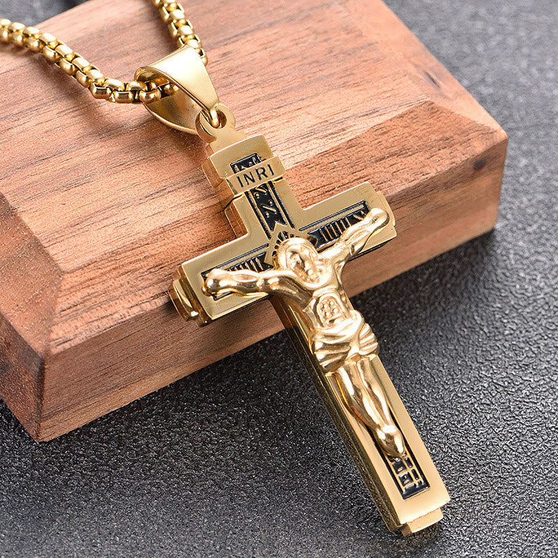 Christianartworkshop Crafted Jesus Christianartworkshop Crucifix Titanium Necklace - Golden - image 5