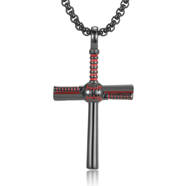 Christianartworkshop Baseball Motif Cross Pendant: Faith & Passion for Daily Wear - Black - image 0