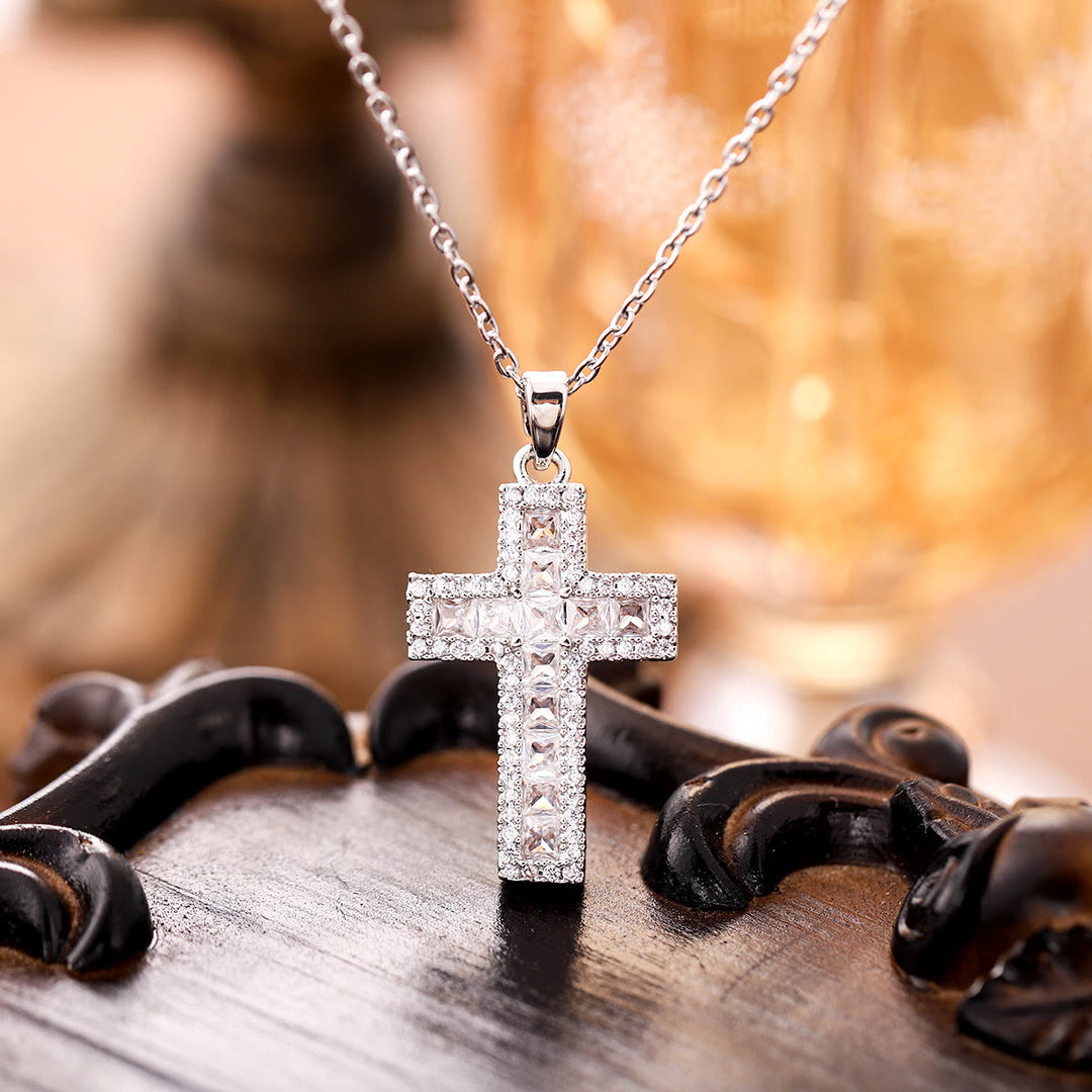 Christianartworkshop Sparkling Zircon Cross Pendant Necklace: Radiant Faith for Daily Wear - image 3