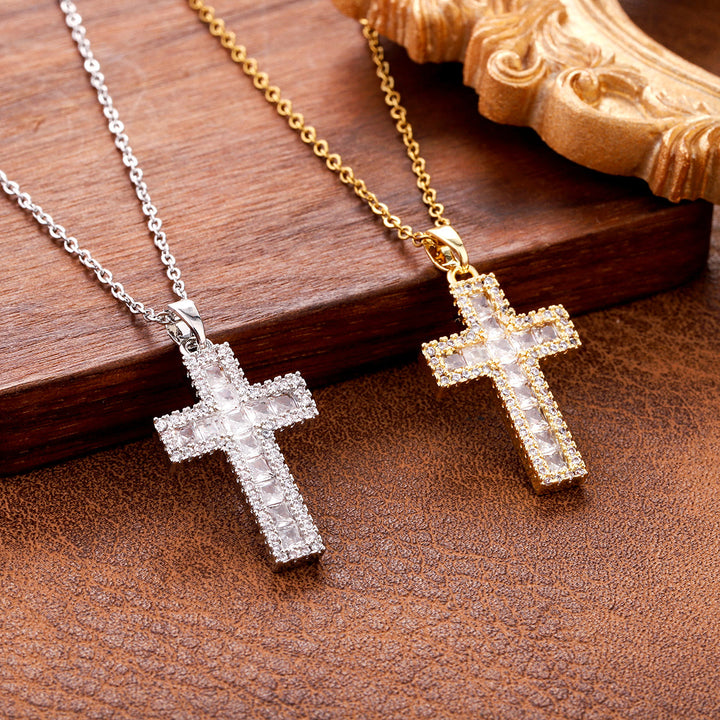Christianartworkshop Sparkling Zircon Cross Pendant Necklace: Radiant Faith for Daily Wear - image 0