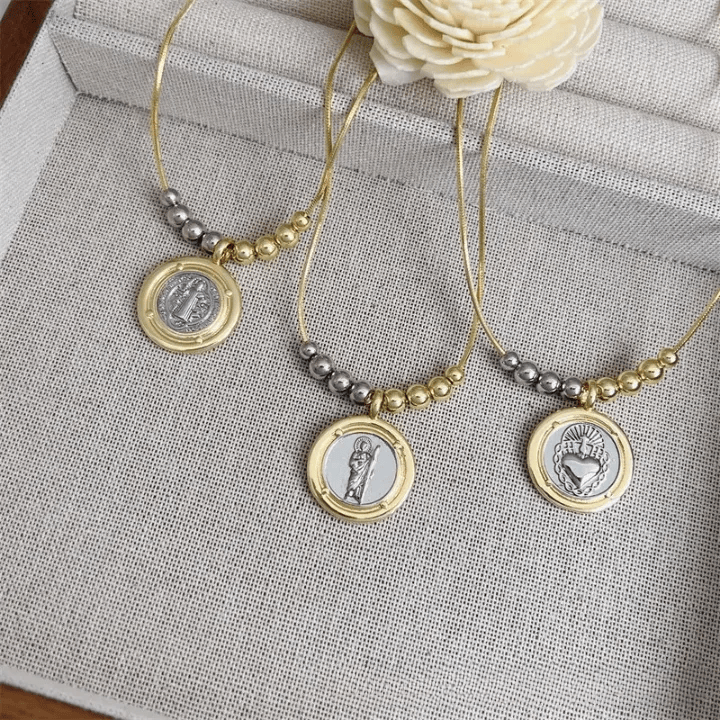 Christianartworkshop Sacred Heart/ St.Jude/ St. Benedict Pendant Necklace: Quiet Reminder of Their Steady Care - image 1