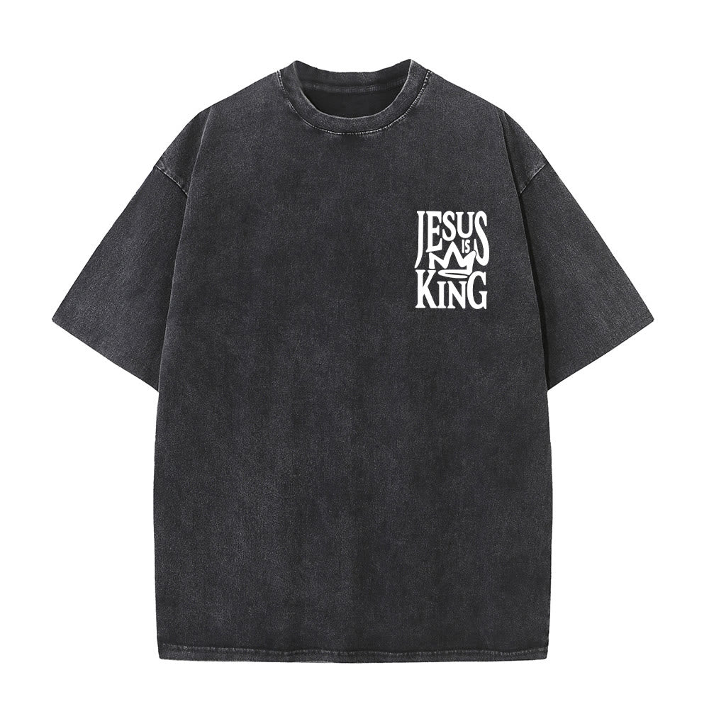 Christianartworkshop Jesus is King Statement Unisex Washed T-Shirt - image 7