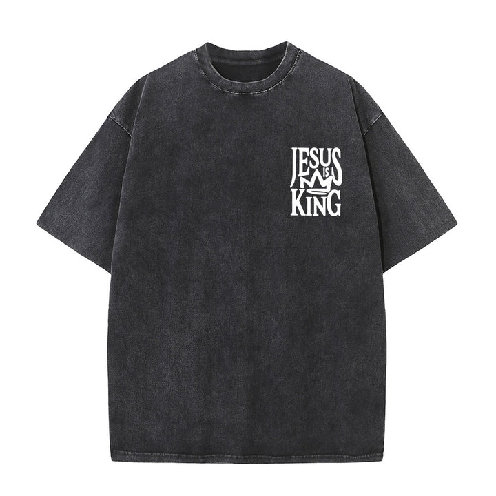 Christianartworkshop Jesus is King Statement Unisex Washed T-Shirt - image 7