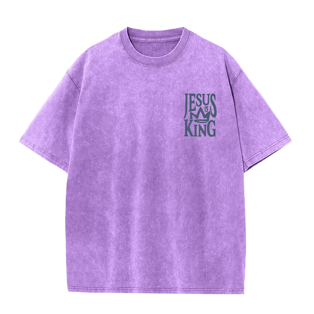 Christianartworkshop Jesus is King Statement Unisex Washed T-Shirt - image 9
