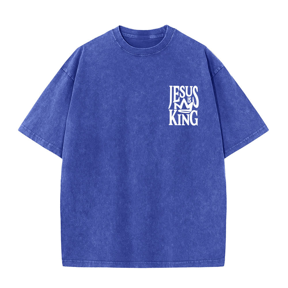 Christianartworkshop Jesus is King Statement Unisex Washed T-Shirt - image 1