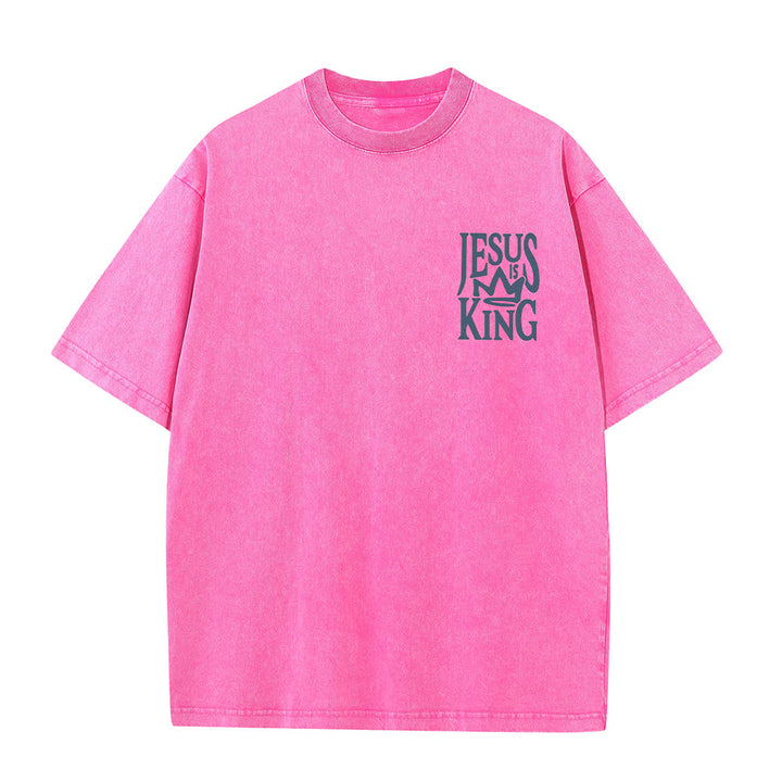 Christianartworkshop Jesus is King Statement Unisex Washed T-Shirt - image 5