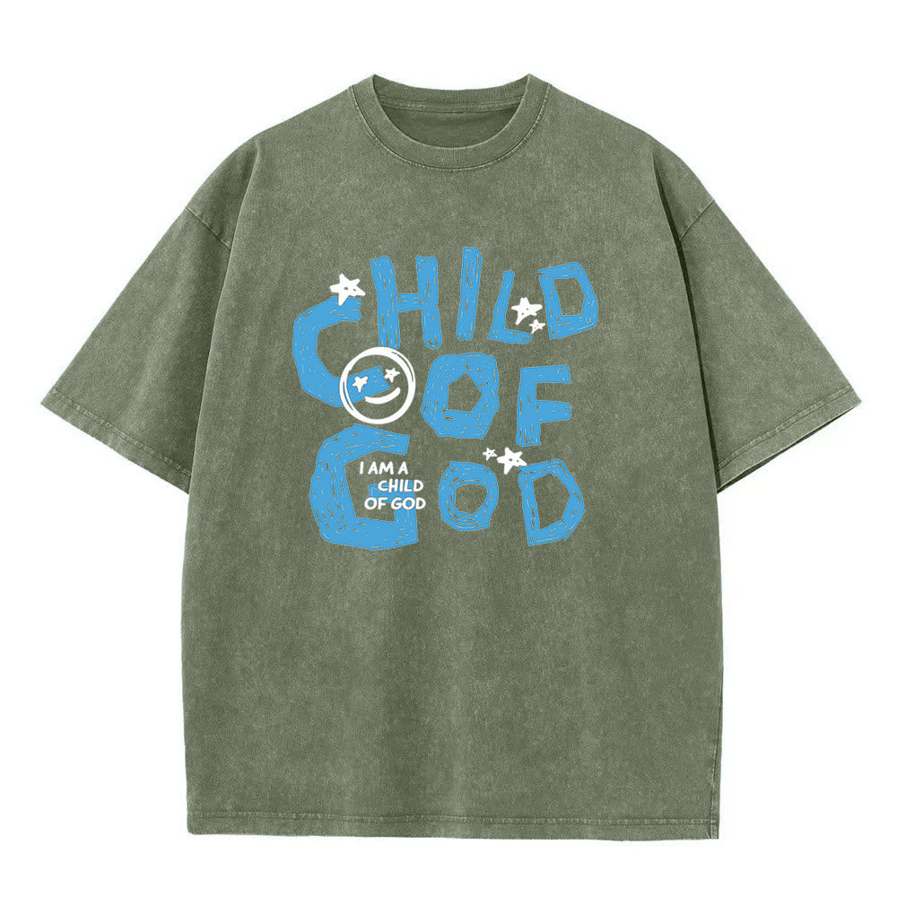 Christianartworkshop Child of God Unisex Washed T-Shirt - Army Green - 5XL - image 3