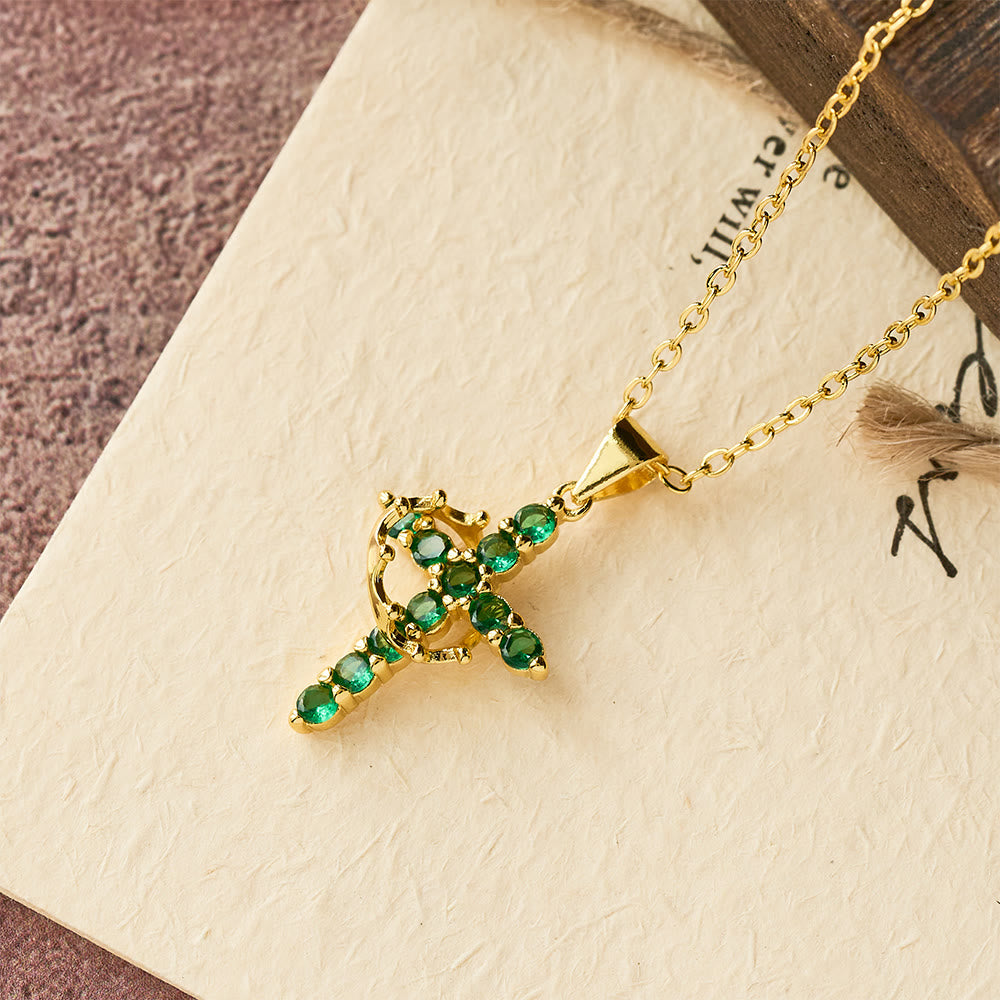 Christianartworkshop Faith - Symbol Cross Necklace with Monthly Birthstone Accents - May - image 10