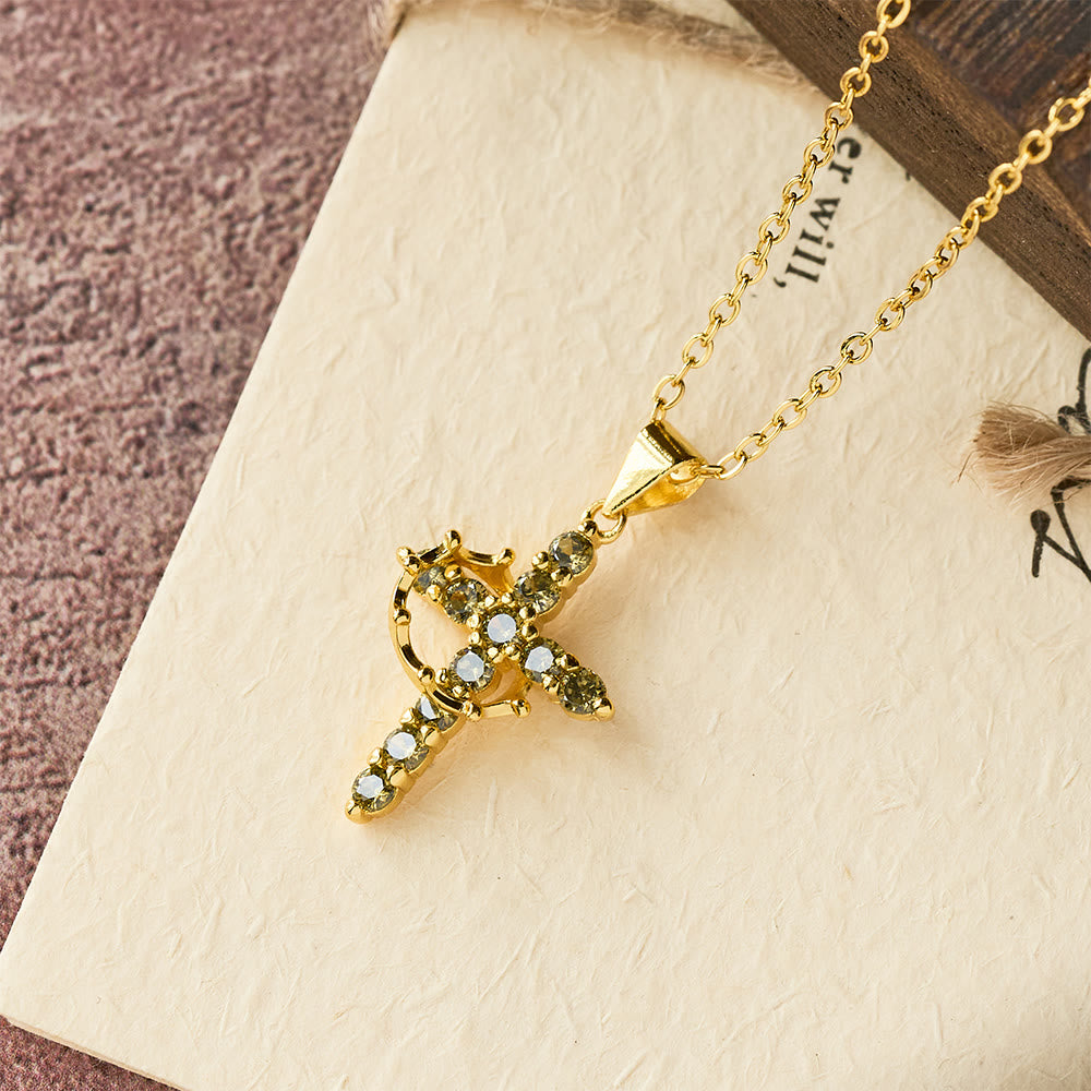 Christianartworkshop Faith - Symbol Cross Necklace with Monthly Birthstone Accents - August - image 13