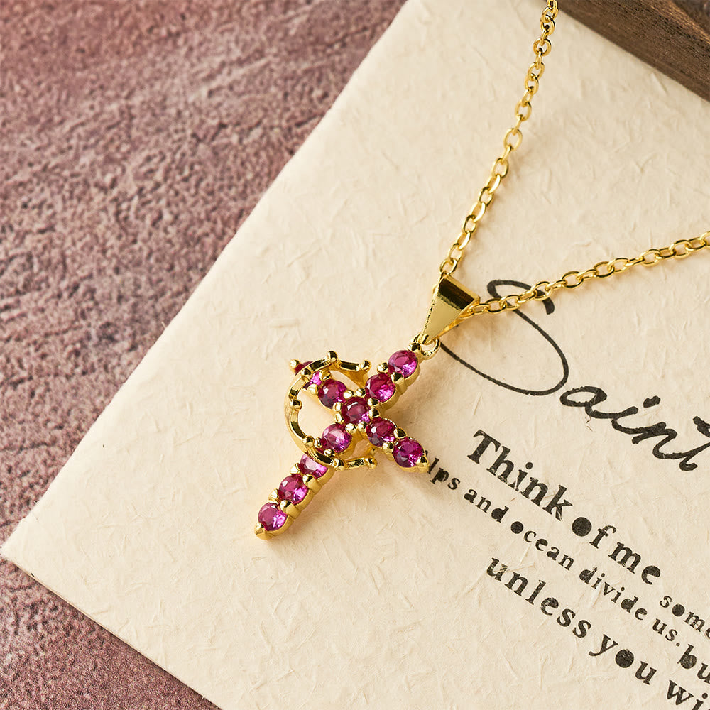 Christianartworkshop Faith - Symbol Cross Necklace with Monthly Birthstone Accents - January - image 6