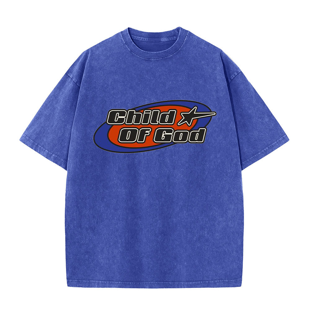 Christianartworkshop Child of God Graphic Unisex Washed T-Shirt - Blue - 5XL - image 3