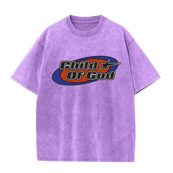 Christianartworkshop Child of God Graphic Unisex Washed T-Shirt - Purple - 5XL - image 4