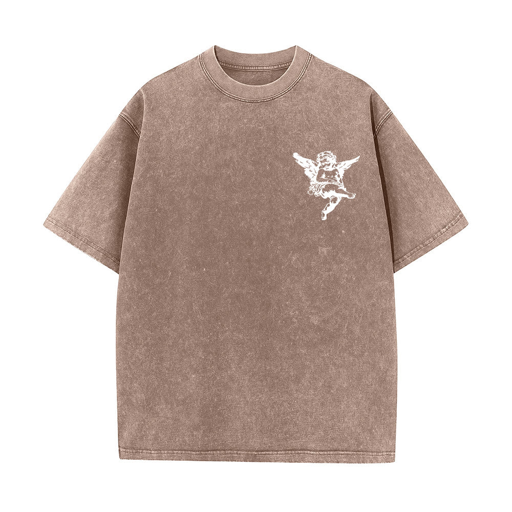 Christianartworkshop Inspired Blessed T-Shirt with Cherub Design Unisex Washed T-Shirt - image 11