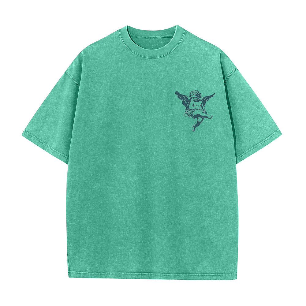 Christianartworkshop Inspired Blessed T-Shirt with Cherub Design Unisex Washed T-Shirt - image 5