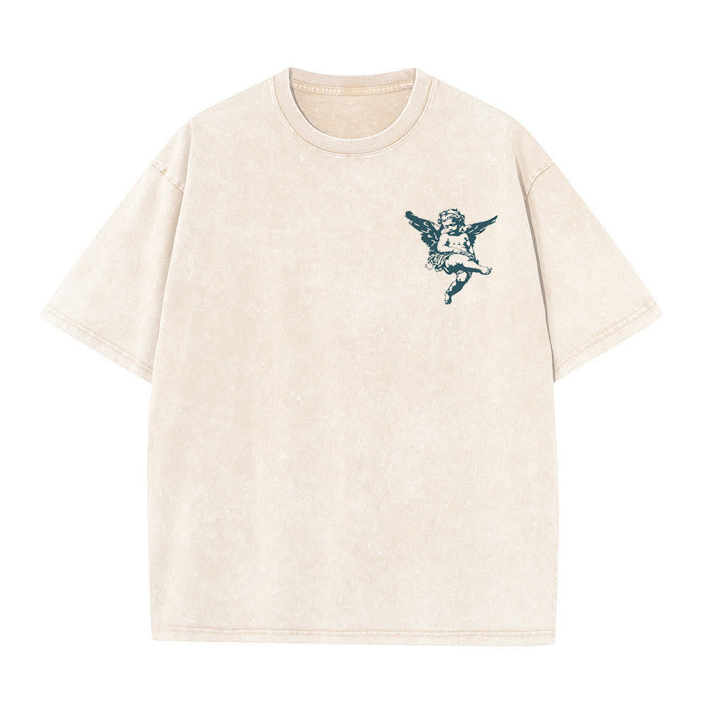 Christianartworkshop Inspired Blessed T-Shirt with Cherub Design Unisex Washed T-Shirt - image 1