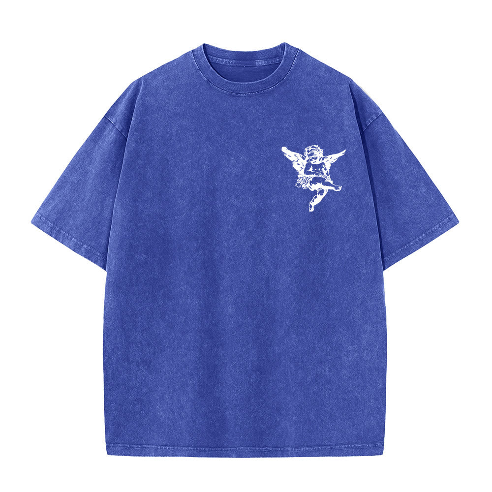 Christianartworkshop Inspired Blessed T-Shirt with Cherub Design Unisex Washed T-Shirt - image 17