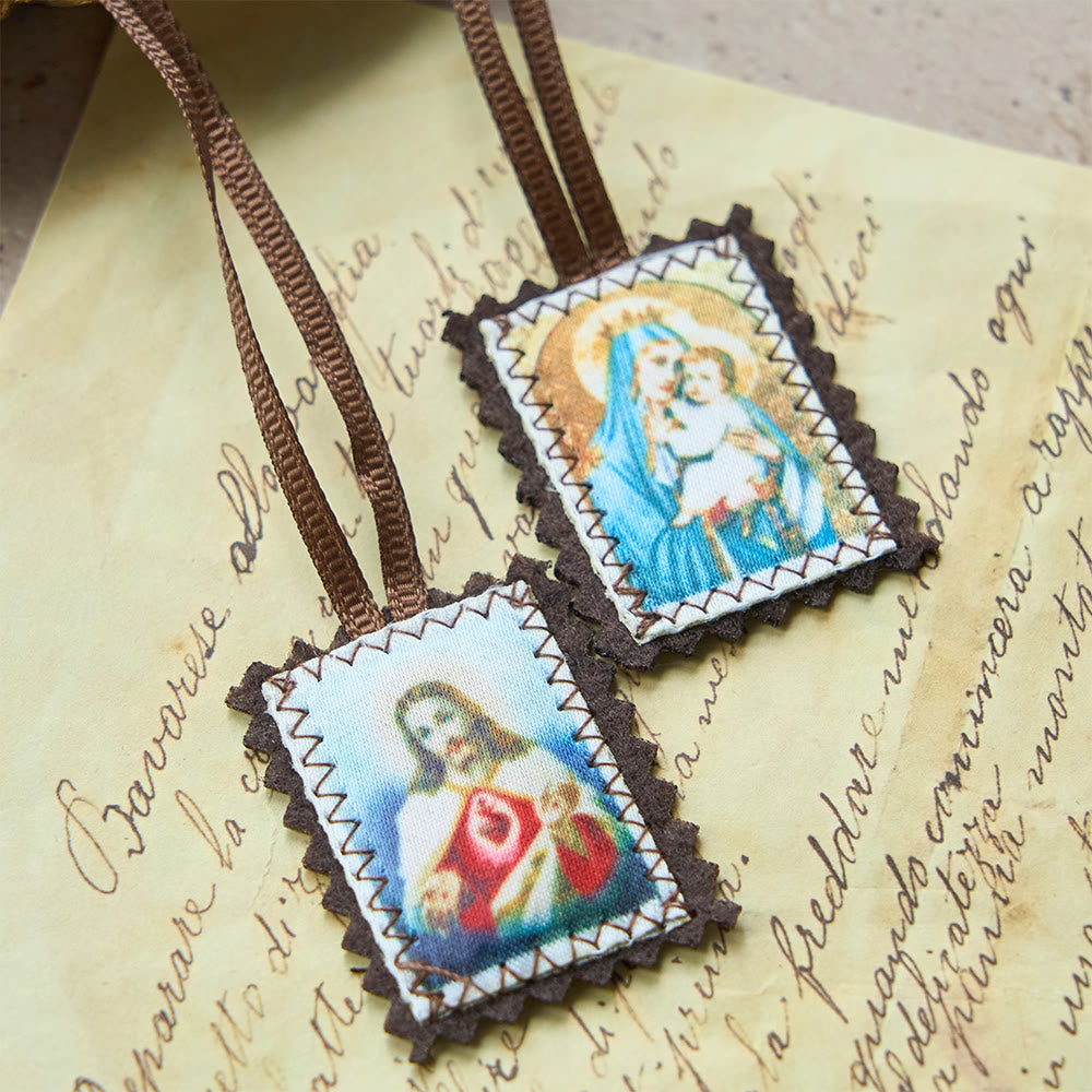 Christianartworkshop Sacred Heart and Madonna Scapular – A Dual Devotion to Jesus and Mary - Style-2 - image 1