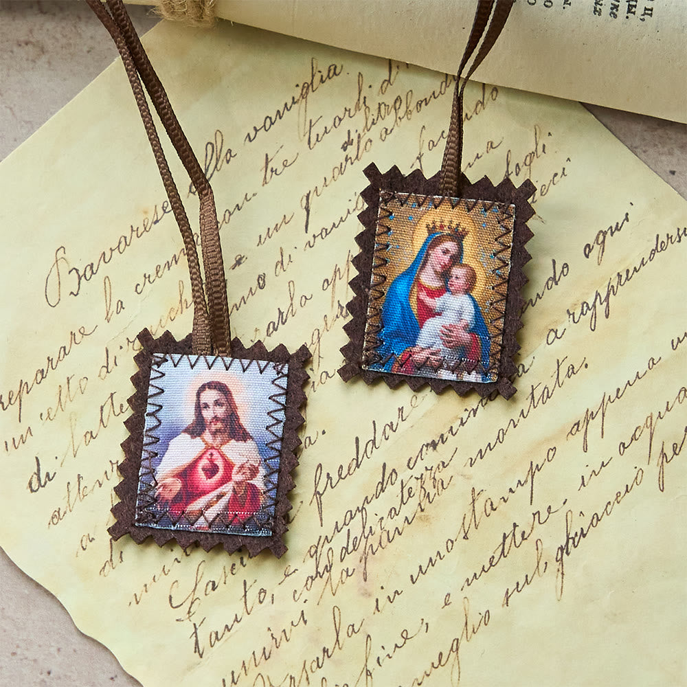 Christianartworkshop Sacred Heart and Madonna Scapular – A Dual Devotion to Jesus and Mary - Style-1 - image 0