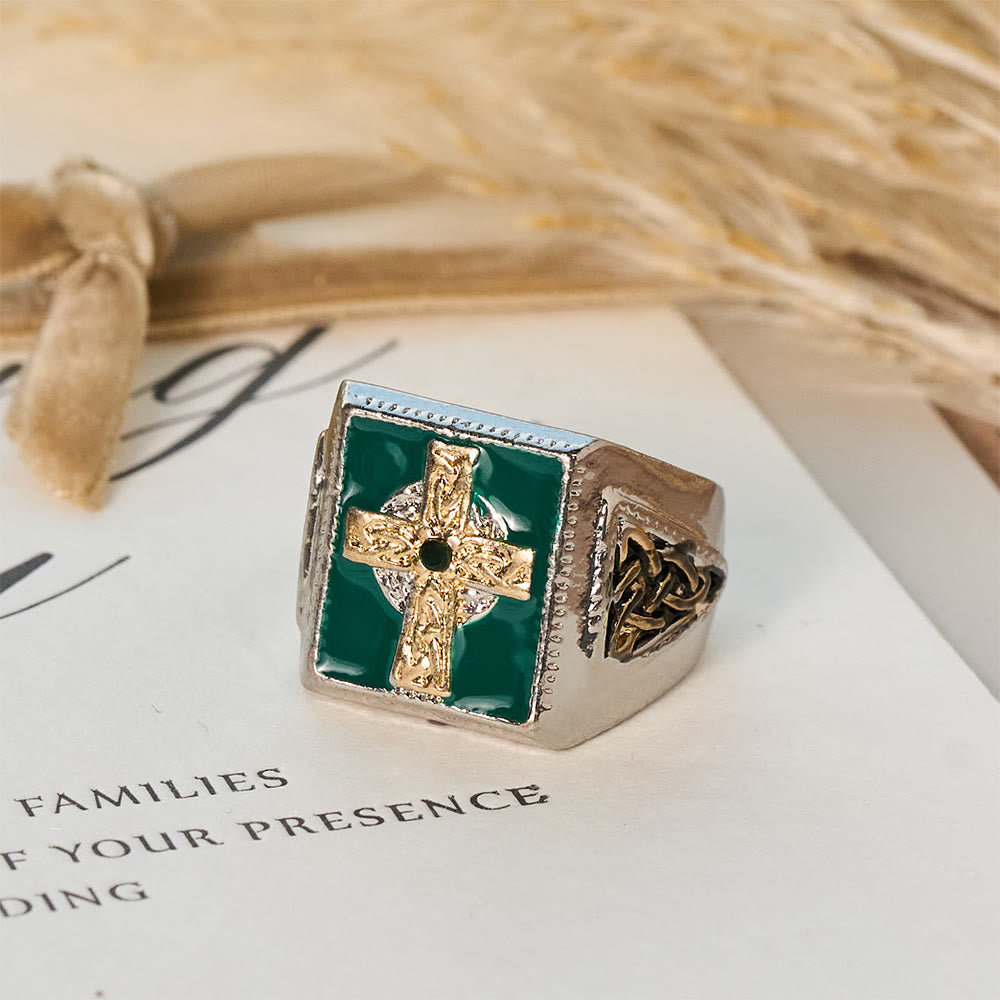 Christianartworkshop Vintage & Classic Crucifix Irish Celtic Blessing Ring: A Symbol of Elegance - US10 - image 0