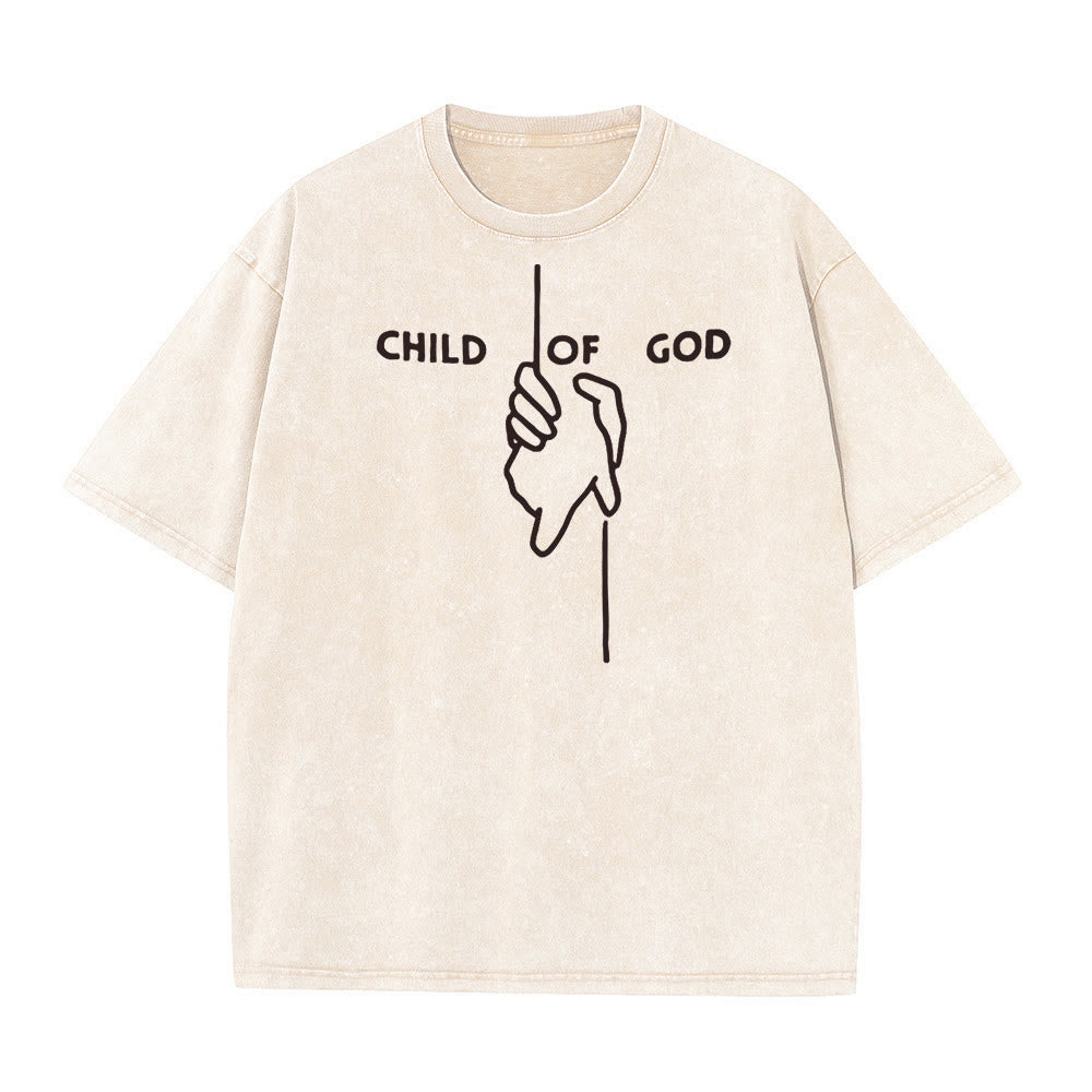 Christianartworkshop Artistic Child of God Unisex Washed T-Shirt: Hand - Cross Design and Eternal Faith - Apricot - 5XL - image 6