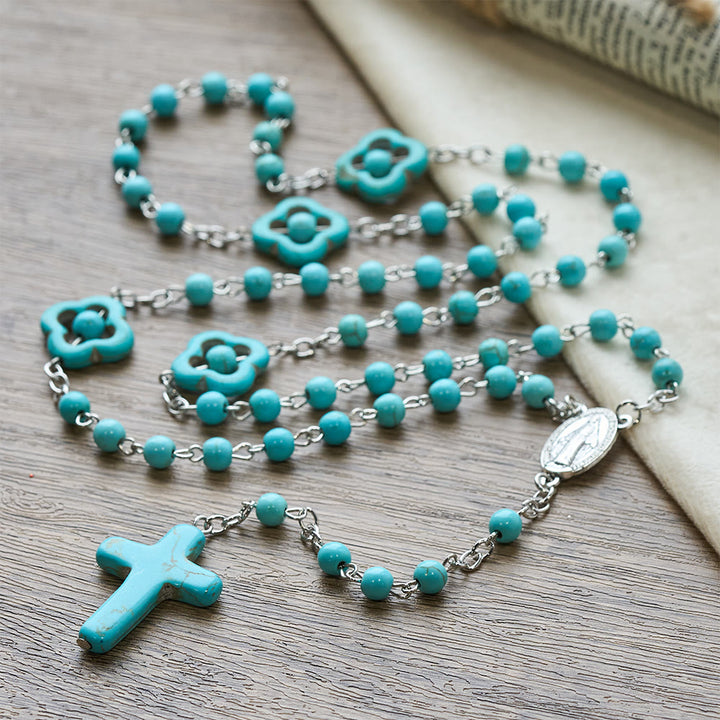 Turquoise Cross Blessing Rosary - image 2