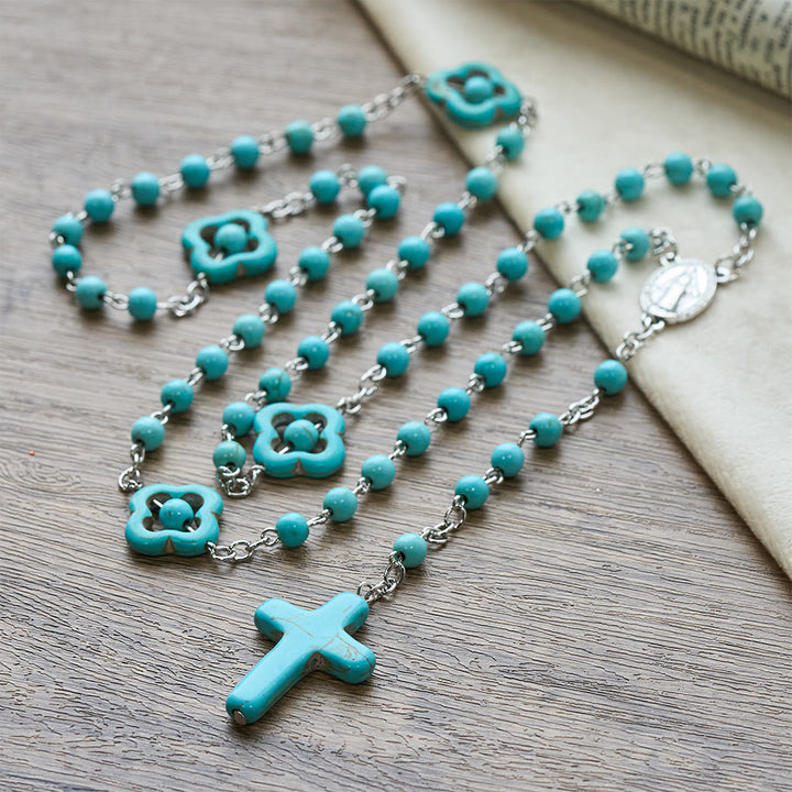 Turquoise Cross Blessing Rosary - image 3