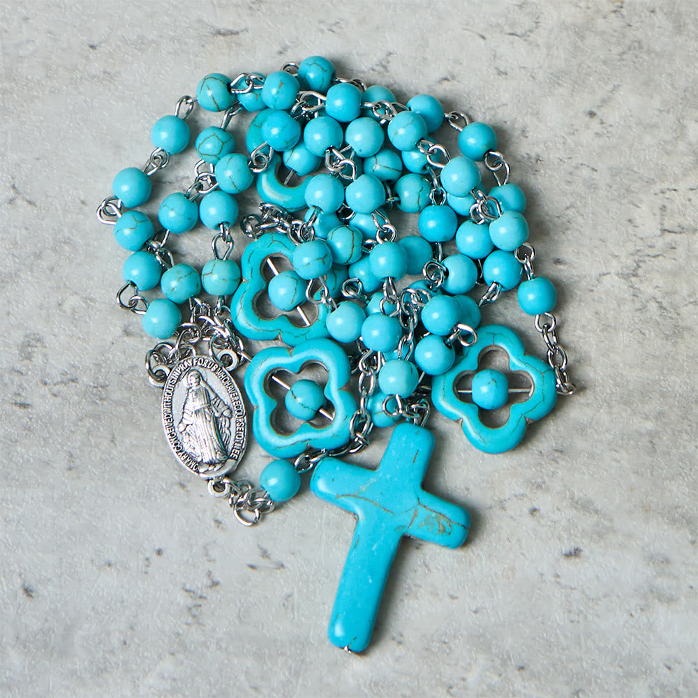 Turquoise Cross Blessing Rosary - image 1