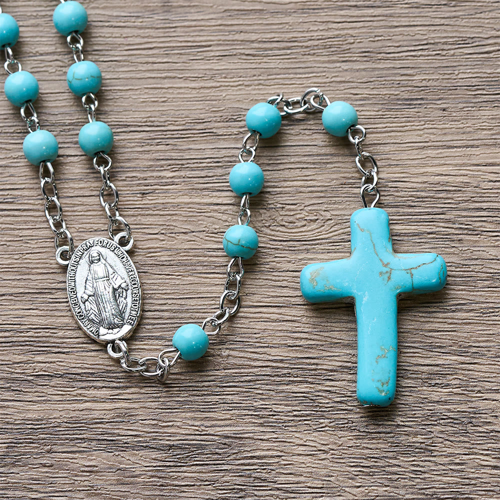 Turquoise Cross Blessing Rosary - image 4