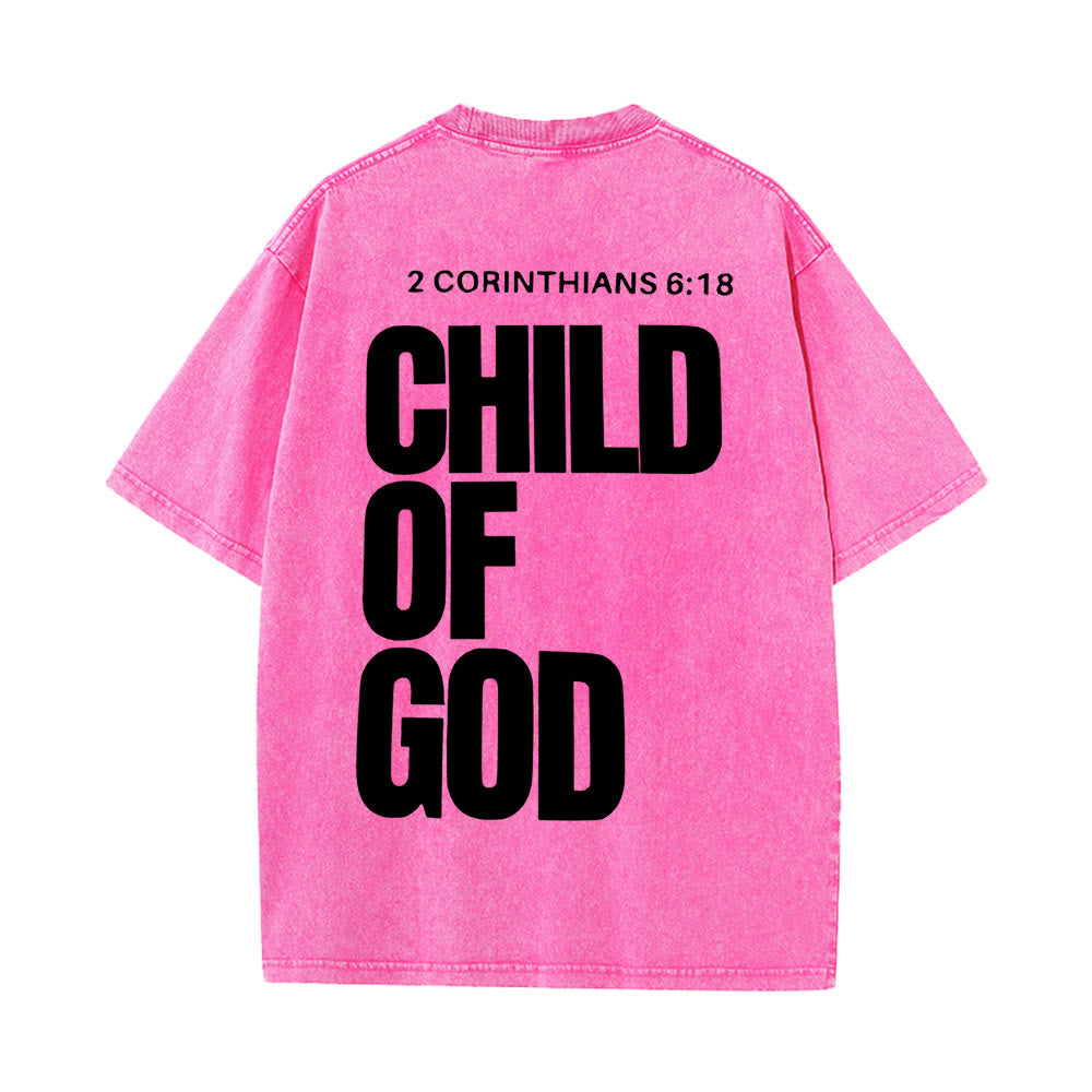 Christianartworkshop Minimalist Child of God Unisex Washed T-Shirt: Bold Faith in Clean Design - Pink - 5XL - image 16