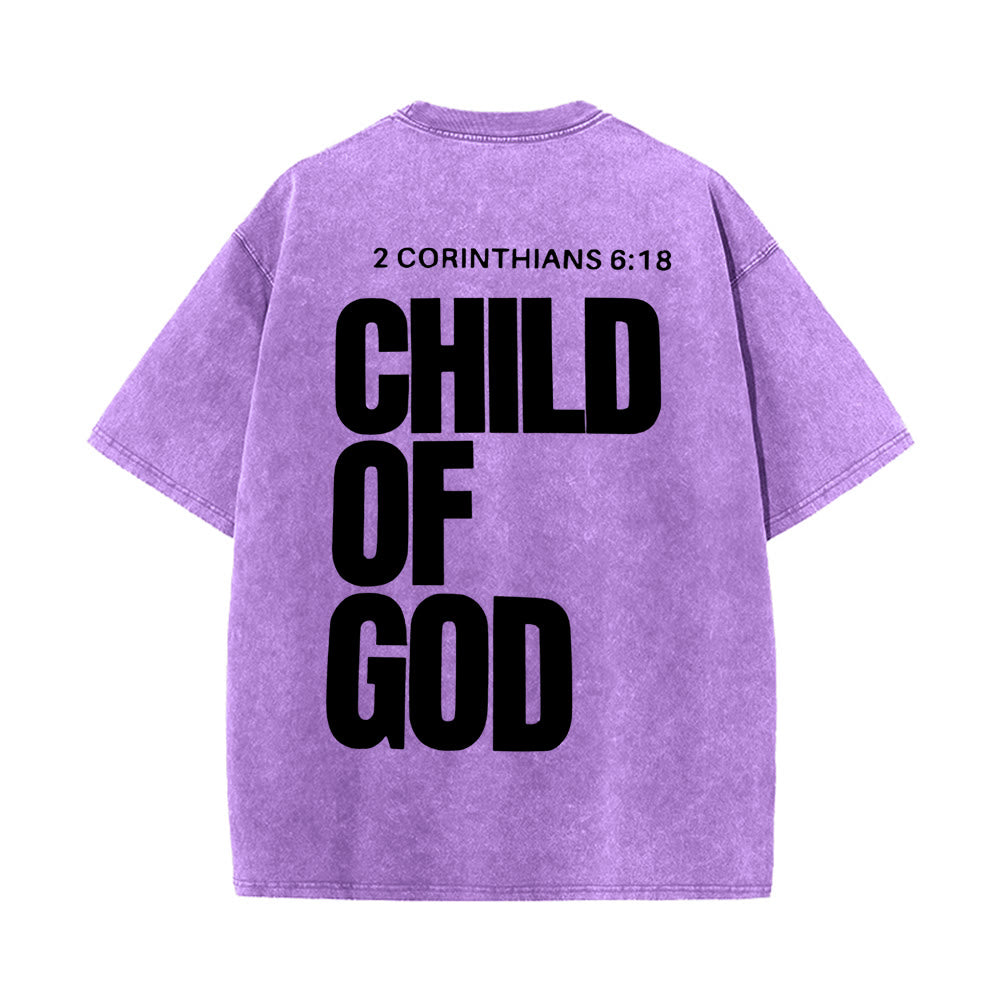Christianartworkshop Minimalist Child of God Unisex Washed T-Shirt: Bold Faith in Clean Design - Purple - 5XL - image 8