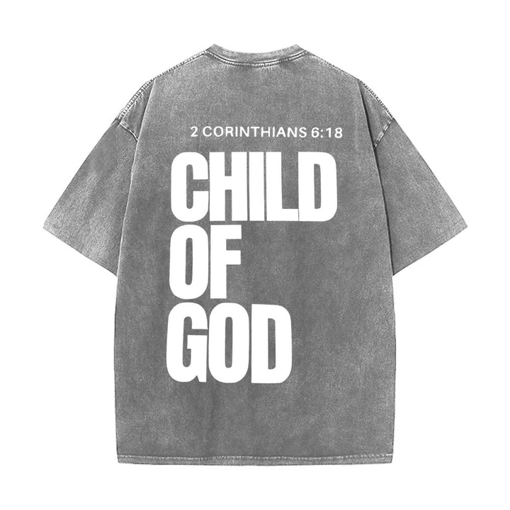 Christianartworkshop Minimalist Child of God Unisex Washed T-Shirt: Bold Faith in Clean Design - Grey - 5XL - image 4