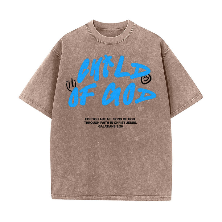 Christianartworkshop Vibrant Graffiti Style Child of God Unisex Washed T-Shirt - Coffee - 5XL - image 7
