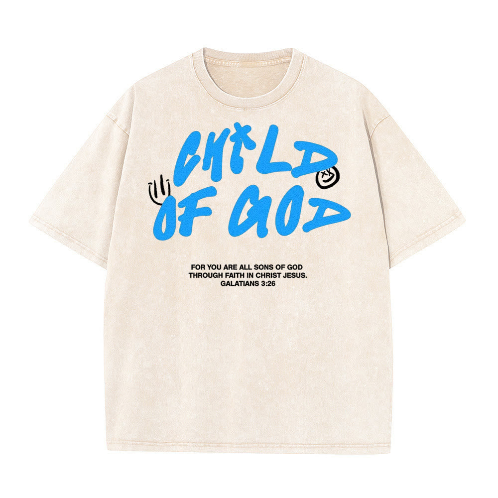 Christianartworkshop Vibrant Graffiti Style Child of God Unisex Washed T-Shirt - Apricot - 5XL - image 6