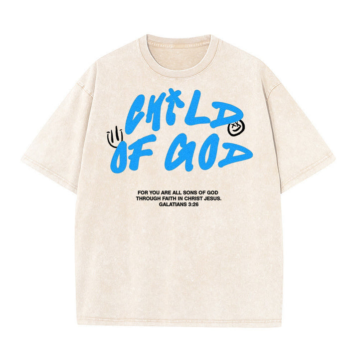 Christianartworkshop Vibrant Graffiti Style Child of God Unisex Washed T-Shirt - Apricot - 5XL - image 6