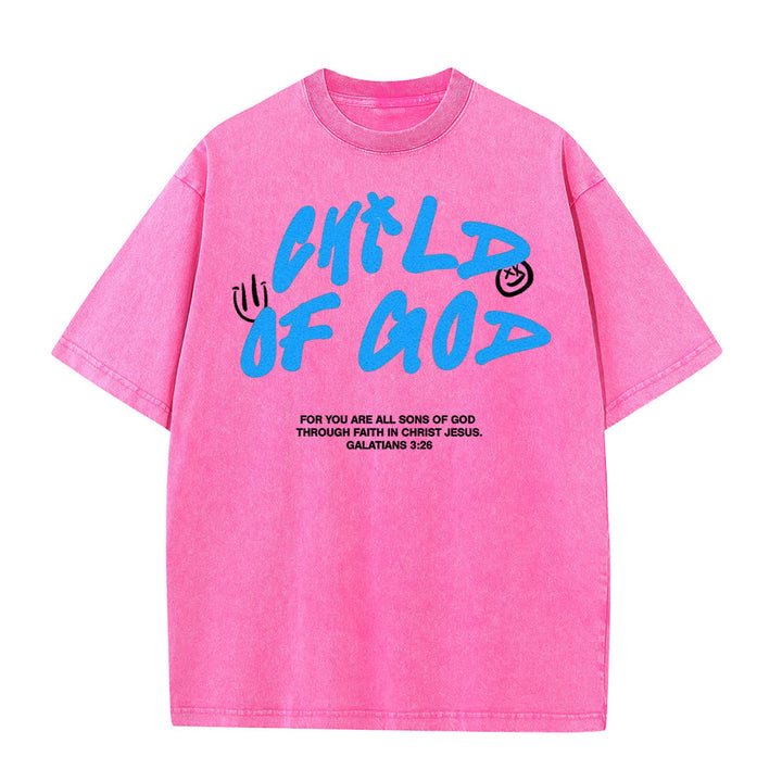 Christianartworkshop Vibrant Graffiti Style Child of God Unisex Washed T-Shirt - Pink - 5XL - image 9
