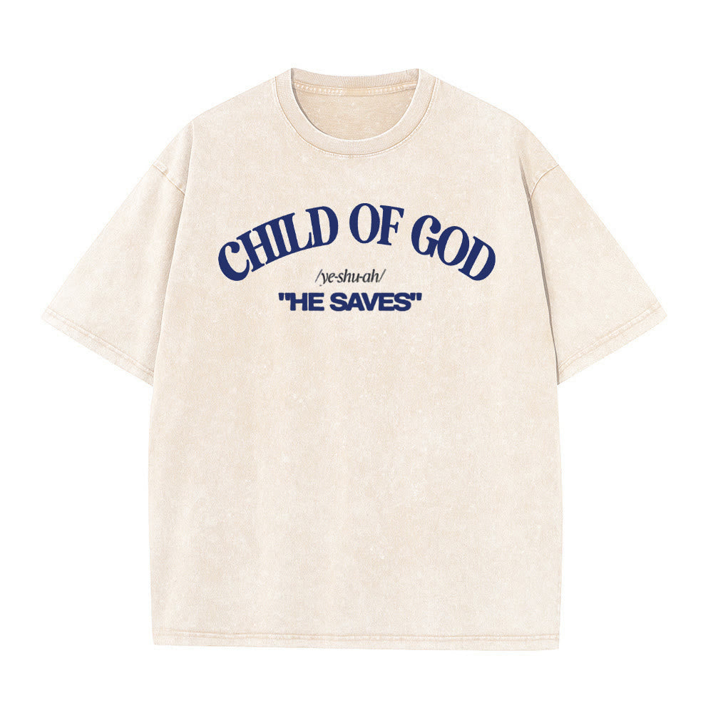 Christianartworkshop Classic Style He Save Child of God Unisex Washed T-Shirt - Apricot - 5XL - image 5