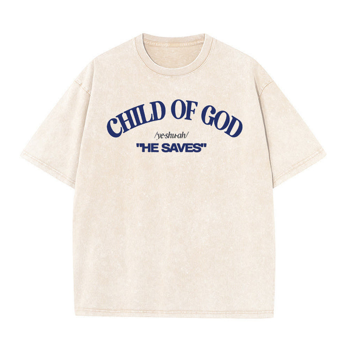 Christianartworkshop Classic Style He Save Child of God Unisex Washed T-Shirt - Apricot - 5XL - image 5
