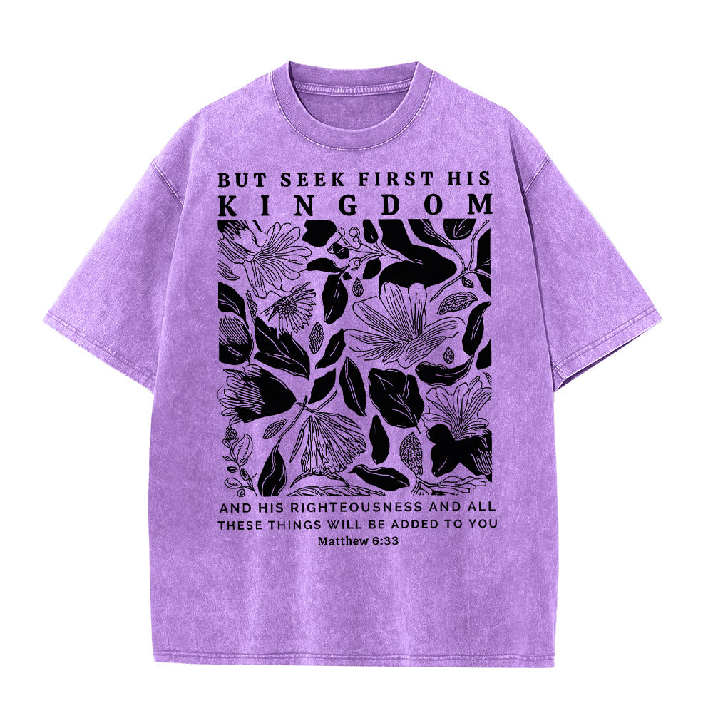 Christianartworkshop But Seek First His Kingdom Unisex Washed T-Shirt - Purple - 5XL - image 9