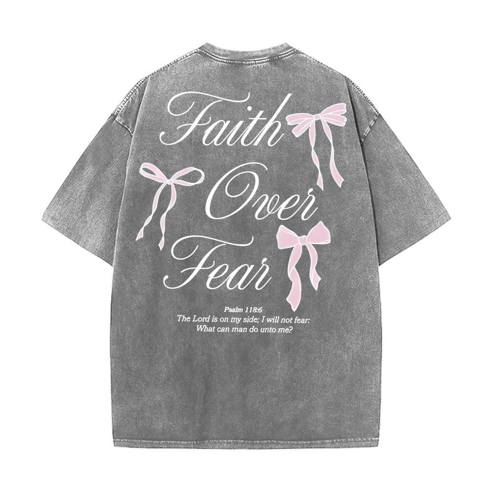 Christianartworkshop Faith Over Fear Unisex Washed T-Shirt - Grey - 5XL - image 5